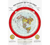 Carte Terre Plate - Carte Standard Nouvelle de Gleason du Monde - Affiche Moyenne 24,8 x 61 cm Inclus eBook Gratuit et Autocollant Pare-Chocs Terre Plate