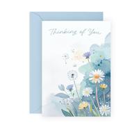 Carte « Thinking of You » - Fleurs sauvages et pissenlits - Carte de condoléances pour rétablissement ou soutien pour femme, homme, ami, famille, frère, sœur - Intérieur vierge pour message personnel