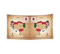 Carte topographique de la Turquie avec drapeau imprimé pour décoration d'intérieur, grande bannière pour joyeux Noël, fond à suspendre pour les fêtes de fin d'année