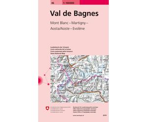 Carte topographique n° 46 - Val de Bagnes (Suisse) | Swisstopo - 1/100 000