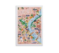 Carte touristique française - Poster vintage sur toile - Art mural - Impression - Poster moderne sur toile - Pour salon et chambre à coucher - 50 x 75 cm