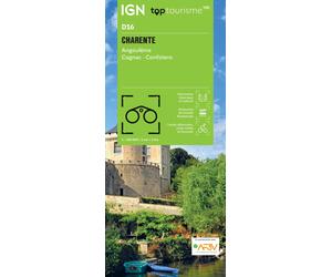 Carte touristique TOP 100 D16 - Charente : Angoulême, Cognac, Confolens | IGN