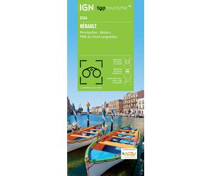 Carte touristique TOP 100 D34 - Hérault : Montpellier, Béziers, PNR Haut-Languedoc | IGN