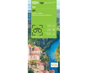 Carte touristique TOP 100 D46 - Lot, Cahors : Figeac, Pnr des Causses du Quercy | IGN
