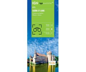 Carte touristique TOP 100 D71 - Saône-et-Loire : Chalon-sur-Saône, Mâcon, Autun | IGN