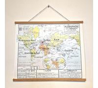 Carte Vidal Lablache 22 - PLANISPHERE LA COMMUNAUTE - 60 x 50 cm - POSTER PAPIER 150 g/m² satiné avec ou sans PORTE AFFICHE MAGNETIQUE