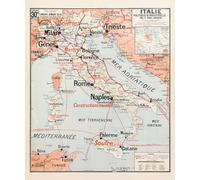 Carte Vidal Lablache N° 30 BIS - ITALIE - POLITIQUE ET INDUSTRIELLE - 100 x 120 cm (reproduction ancienne carte scolaire) - Bâche 340 g/m²