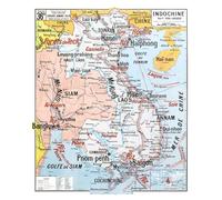 Carte Vidal Lablache N° 36 BIS - INDOCHINE - 100 x 120 cm (reproduction ancienne carte scolaire) - Bâche 340 g/m²