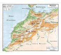 Carte Vidal Lablache N° 44 - MAROC PHYSIQUE - 120 x 100 cm (reproduction ancienne carte scolaire) - Bâche 340 g/m²