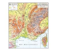 Carte Vidal Lablache N° 64 - ALPES FRANCAISES - PHYSIQUE - 100 x 120 cm (reproduction ancienne carte scolaire) - Bâche 340 g/m²