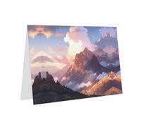 Carte vierge bleue à carreaux de vacances et perle magnifique bloc de notes vierge VVXBHGR Montagnes dans la lumière du matin Motif