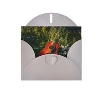 Carte vierge grise à carreaux de vacances et perle magnifique bloc de notes vierge VVXBHGR Guitare sur motif herbe verte