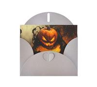 Carte vierge grise à carreaux et perles VVXBHGR Motif monstre citrouille dans le feu