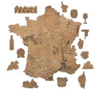 Creatifwood Carte des vins de France et des régions viticoles en bois décoration murale - effet 3D unique