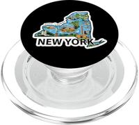 Carte Vintage de New York avec Ses Monuments emblématiques PopSockets PopGrip pour MagSafe
