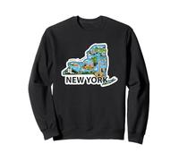 Carte Vintage de New York avec Ses Monuments emblématiques Sweatshirt