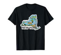Carte Vintage de New York avec Ses Monuments emblématiques T-Shirt