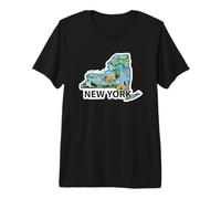 Carte Vintage de New York avec Ses Monuments emblématiques T-Shirt Haut de Gamme