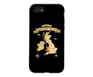 Carte Vintage des îles Britanniques, mer, Irlande, Écosse, Pays de Galles, Angleterre Coque pour iPhone SE (2020) / 7/8