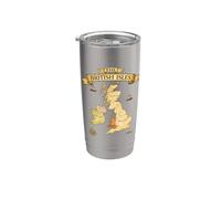 Carte vintage des îles britanniques, mer, Irlande, Écosse, Pays de Galles, Angleterre Gobelet isotherme en acier inoxydable double paroi