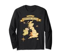Carte Vintage des îles Britanniques, mer, Irlande, Écosse, Pays de Galles, Angleterre Manche Longue