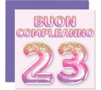 Carte vœux pour 23e anniversaire pour femme - Ballons roses violets à paillettes - Cartes joyeux 23e anniversaire pour femme 23 ans, fille, tante, 145 mm, vingt-trois vingt-troisième anniversaire