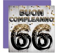 Carte vœux pour 66e anniversaire pour homme - Ballons à paillettes noires dorées - Cartes joyeux anniversaire pour homme 66 ans, papa, grand-père, 145 mm, soixante-six, soixante-sixième anniversaire