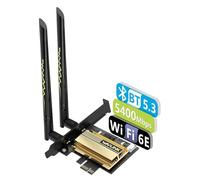 Carte WiFi 5400Mbps PCIe WiFi 6E WAVLINK Nouvelle Carte réseau Adaptateur sans Fil tri-Bande AX210 avec Bluetooth 5.3, MU-MIMO WPA3 OFDMA Support de Profil Bas, dissipateur Thermique pour PC Windows