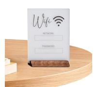 Carte WiFi avec base en bois - Affichage acrylique élégant, signe réseau | Décoration de la zone invitée, support de bloc photo contemporain, pièce maîtresse de table minimaliste, ornement de hall d'a