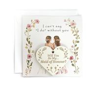 Carte « Will You Be My Maid of Honour » avec enveloppe et cœur en bois - Élégante carte de demande en demoiselle d'honneur, parfaite comme cadeau de demoiselle d'honneur ou partie d'une boîte cadeau