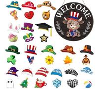 Cartel De Bienvenida | Juego De Señalética Magnética Con Muñeca Para Decoración Estacional, Bonitos Para Hogar Jardín Otoño Tienda Cumpleaños Navidad Oficina