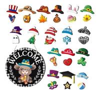 Cartel De Bienvenida Para Puerta Principal | Juego De Señalética Magnética Con Muñeca Para Decoración Estacional, Bonitos Para Hogar Jardín Otoño Tienda Cumpleaños Navidad Oficina