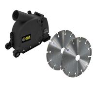 FARTOOLS Carter de rainureuse béton + 2 disques diamand béton Ø125mm pour meuleuse d'angle 115/125mm, compatible toute meuleuse grâce à 4 bagues de réduction