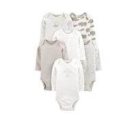 CARTER´S Lot de 6 bodys à manches longues rayures hippopotame bébé, taupe