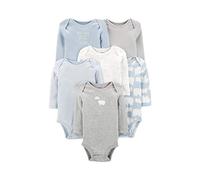 CARTER´S Lot de 6 bodys à manches longues rayures ours bébé, bleu/gris