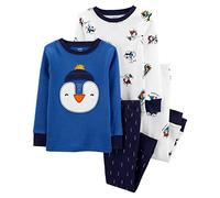 Carter's 4-Piece Toddler and Baby Boy's Snug fit Cotton Pajamas (Blue Penguin, 4T)