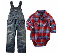 Carter's OshKosh B'gosh Baby Clothing Boys 2-Pocket Plaid Button-Front Bodysuit (24M, Red)