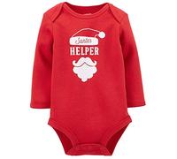 Carter's Unisex Baby Long-sleeve Christmas Bodysuit (3 Months, Red/Helper)