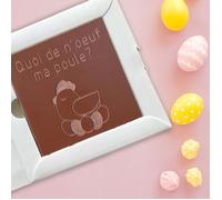 Cartes à Croquer Poule ""Quoi de n'œuf ma poule ?"" Chocolat Lait - Fabrication Artisanale - Chocolat de Pâques