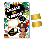 Cartes à Gratter Chasse au Trésor, Jeu Anniversaire Enfant 5-12 Ans, Kit 10 Cartes avec Pastilles, Intérieur/Extérieur (Pirates)