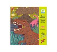 Djeco Cartes à gratter – Le règne des dinosaures – 4 cartes – Stylet en bois – Livret inclus