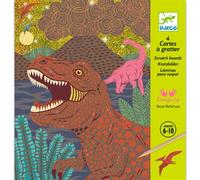 Djeco Cartes à gratter – Le règne des dinosaures – 4 cartes – Stylet en bois – Livret inclus