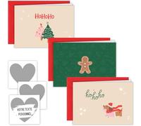Cartes à gratter Noël 3 en 1 - Cartes pliantes avec enveloppes et cœurs à gratter argentés - Cartes cadeaux DIY avec motifs de Noël - Surprise pour Noël