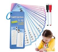 Cartes à jouer avec multiplication,Cartes flash multiplication,15 cartes flash pour équations mathématiques - Aides à l'apprentissage de la multiplication domestique Cartes avec stylos effaçables à