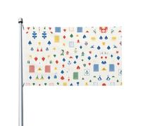 Cartes à jouer colorées, drapeau de jardin double face, 90 x 150 cm - Convient pour une utilisation toute l'année, décoration de porches, balcons et terrasses | Mât de drapeau non inclus.