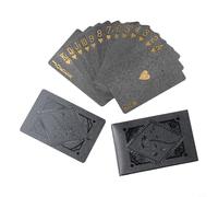 Cartes à jouer de poker en plastique noir doré, imperméables et conçues pour un jeu fluide et une manipulation facile, compactes et légères pour une utilisation à la maison ou en fête