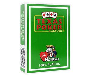 Cartes à jouer Modiano Texas Poker Hold'em 100 % plastique, index jumbo et grand format