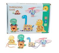 Cartes à Lacer pour Tout-Petits - Cartes en Bois, développement de la motricité Fine, activité Imaginative des Dinosaures Animaux, Jeu créatif Portable | d'âge préscolaire,