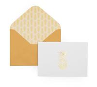 Cartes à motif ananas | Lot de 12 cartes et enveloppes | Design gaufré en feuille d'or | Intérieur vierge | Merci, invitations et notes quotidiennes | Coffret cadeau papeterie