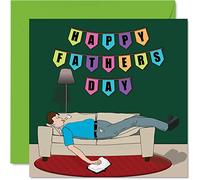 Cartes amusantes de fête des pères pour papa ou beau-père - Sieste sur le canapé - Carte de fête des pères pour papa, beau-père, 145 mm, cartes de vœux pour papa, cadeau pour papa
